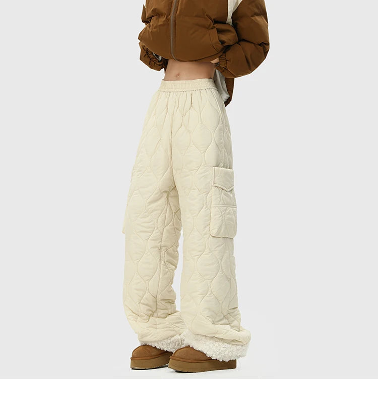 Oscar Quilted Wide-Leg Quilted Pants | Non-Fur Lined Solid Pants