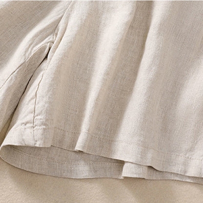Relaxed Knee-Length Shorts with Contrasting Waistband and Drawstring Closure