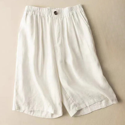 Relaxed Wide-Leg Knee-Length Shorts with Pleated Front