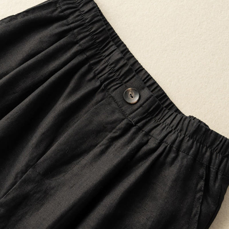Relaxed Wide-Leg Knee-Length Shorts with Pleated Front
