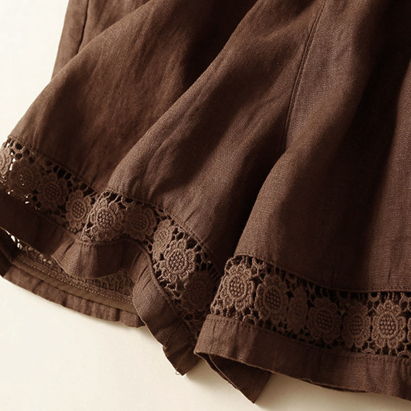 Relaxed Drawstring Shorts with Elegant Lace-Trimmed Hem