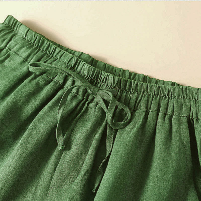 Relaxed Drawstring Shorts with Elegant Lace-Trimmed Hem