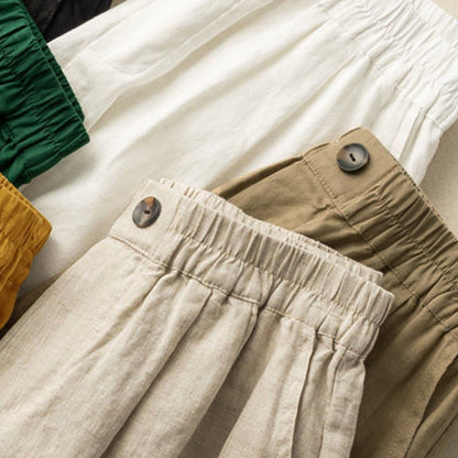 Relaxed Wide-Leg Knee-Length Shorts with Pleated Front