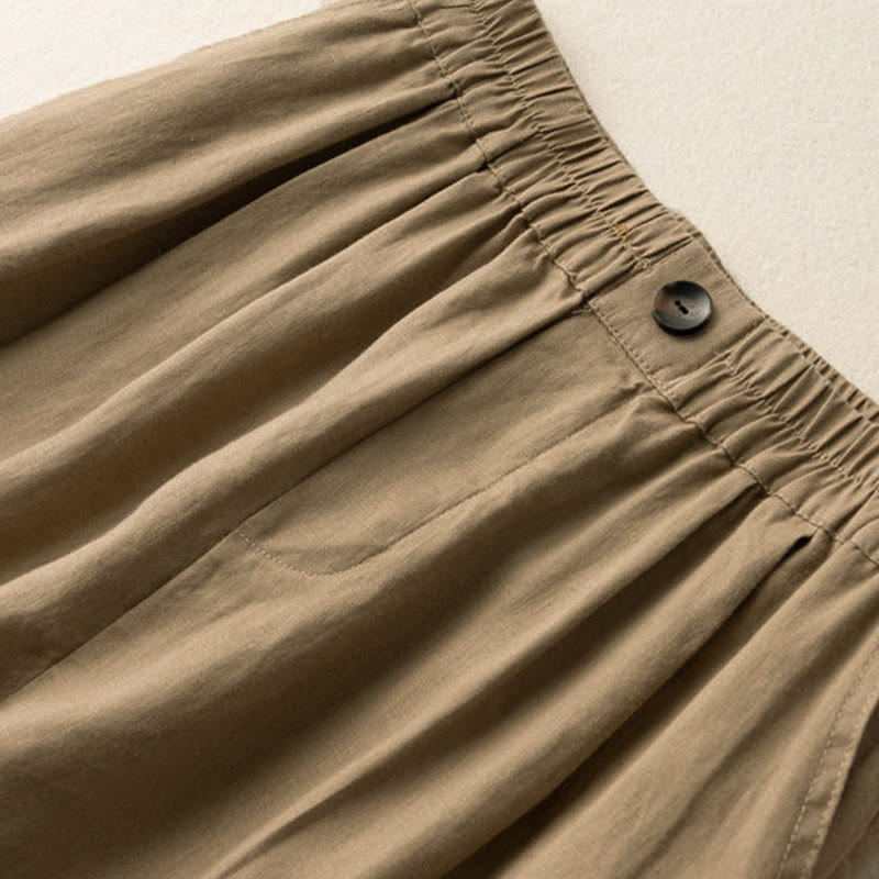 Relaxed Wide-Leg Knee-Length Shorts with Pleated Front