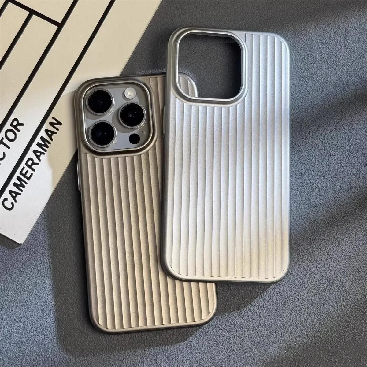 Minimalist Metallic Phone Case With Ribbed Texture