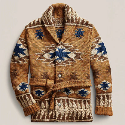 Leo Shawl Collar Cardigan | Button Front Belted Hip-Length Cardigan