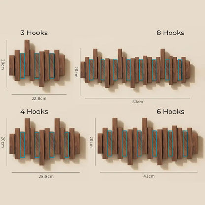 Minimalist Geometric Walnut Wall Hook Rack