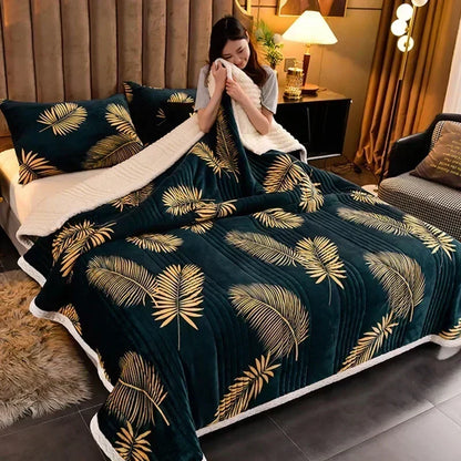 Cozy Floral Sherpa Throw Blanket