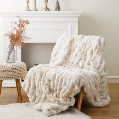 Plush Textured Throw Blanket With Quilted Design