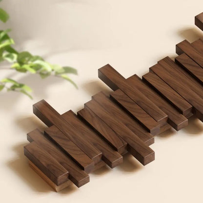 Minimalist Geometric Walnut Wall Hook Rack