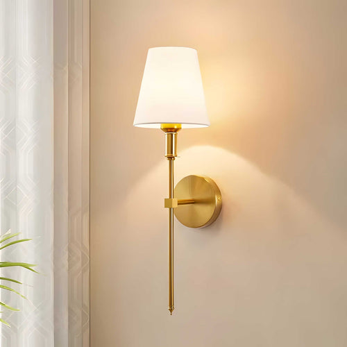 Modern Brass Wall Lamp with Tapered Shade