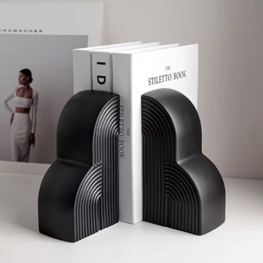 Contemporary Ceramic Bookends With Cloud Design
