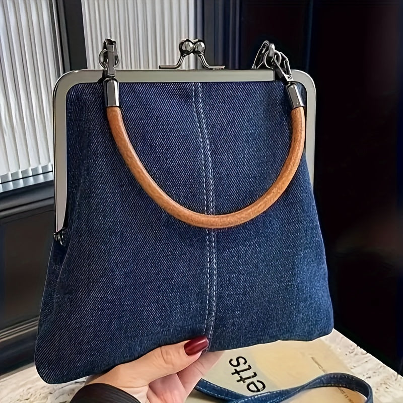 Isla Structured Frame Handbag | Kiss Lock Closure Metal Frame Handbag