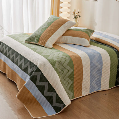 Modern Cotton Quilted Bedspread with Zig-Zag Design