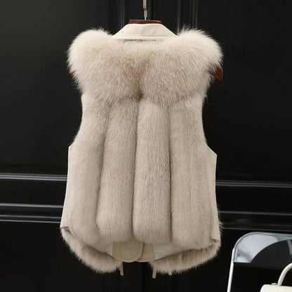 Isla Regular Fit Gilet | Collared Fur Trim Tie-Side Gilet