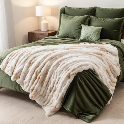Plush Textured Throw Blanket With Quilted Design