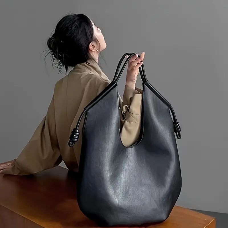 Rosie Slouchy Tote Bag | Knotted Detail Top Handle Tote Bag