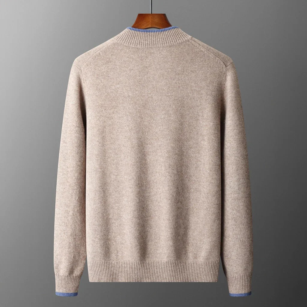Oliver Mock Neck Knit Jacket | Zip-Up Ribbed Trim Jacket