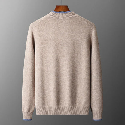 Oliver Mock Neck Knit Jacket | Zip-Up Ribbed Trim Jacket
