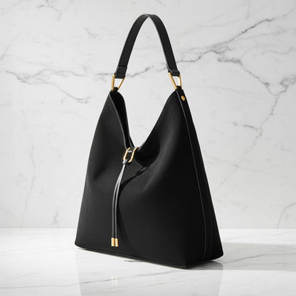 Isla Slouchy Hobo Bag | Drawstring Detail Gold-Tone Hobo Bag