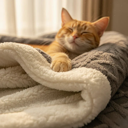 Contemporary Sherpa Throw Blanket with Diamond Texture