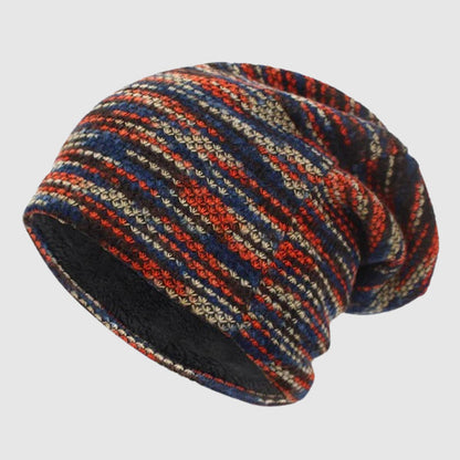 Oliver Slouchy Beanie | Striped-Lined Knit Beanie