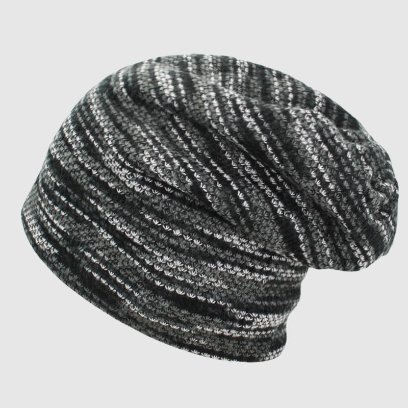 Oliver Slouchy Beanie | Striped-Lined Knit Beanie