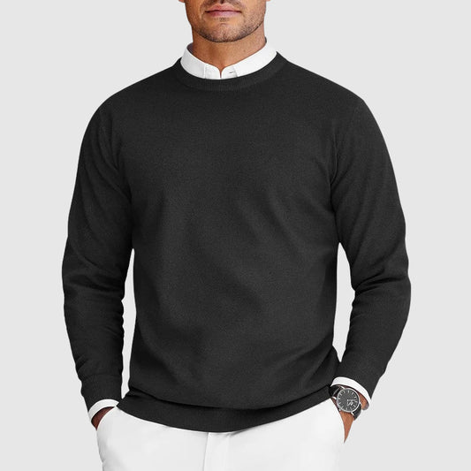 Thomas Ribbed Textured Knit Crewneck Sweater | Solid Long Sleeve Sweater