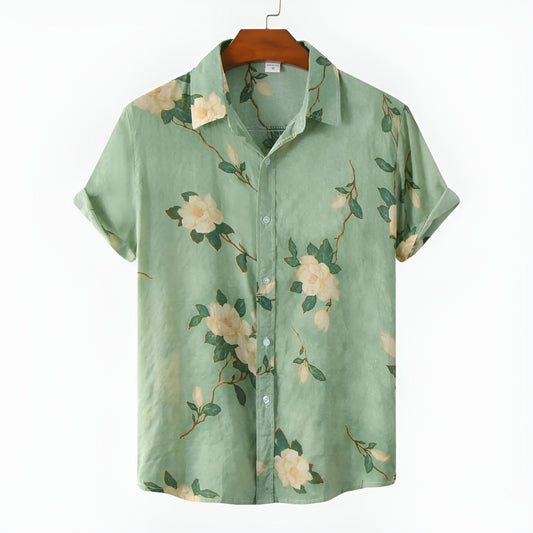 Acosta Floral 3D Print Short Sleeve Button-Up Shirt