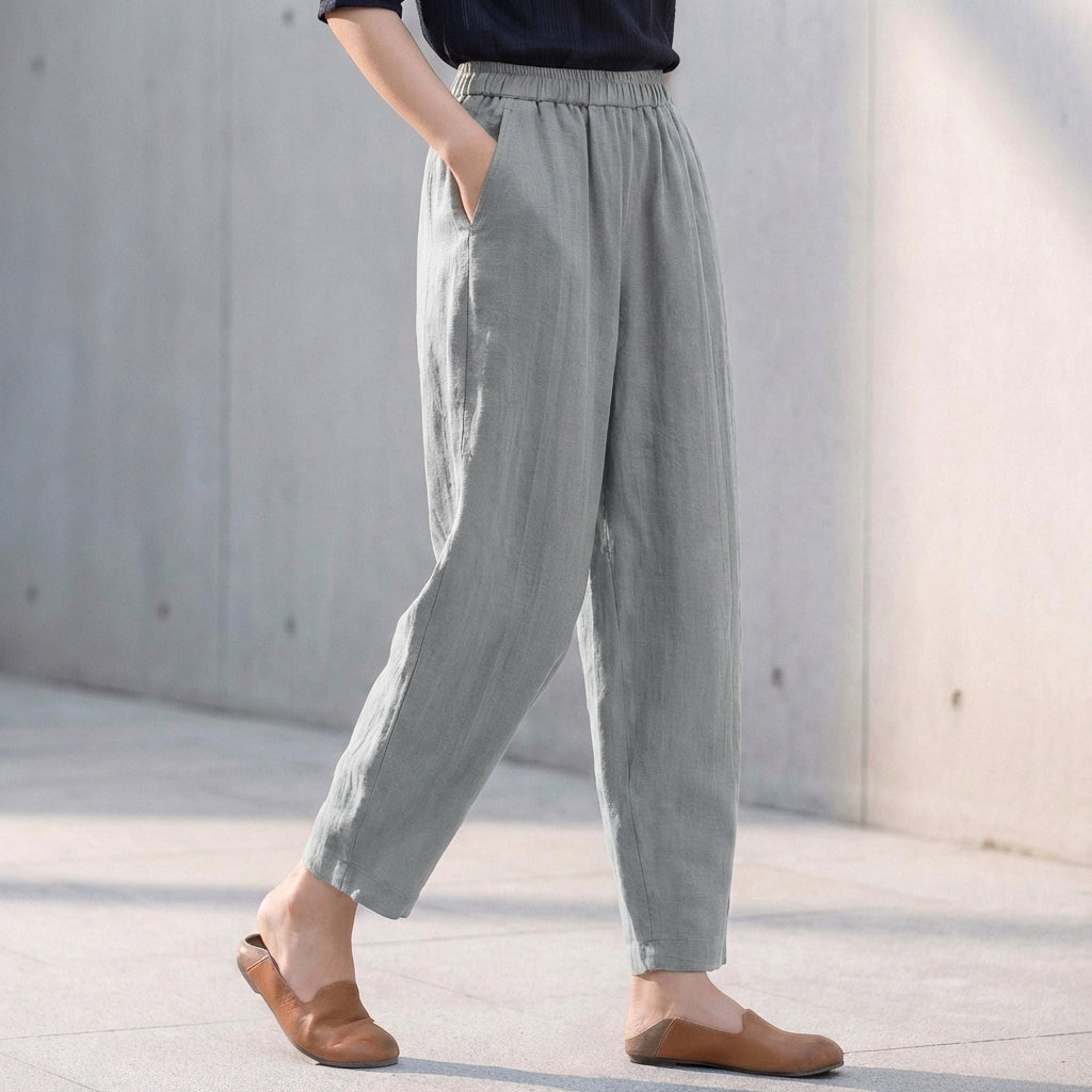 Desiree Relaxed Tapered Ankle-Length Trousers with Pockets
