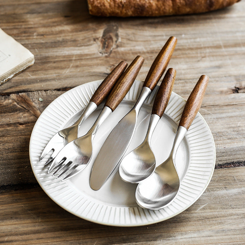 Japanese Style Wood Handle Flatware Set