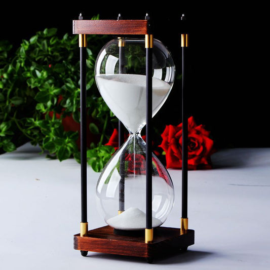 Wood and Glass Hourglass With Gold Accents VIP