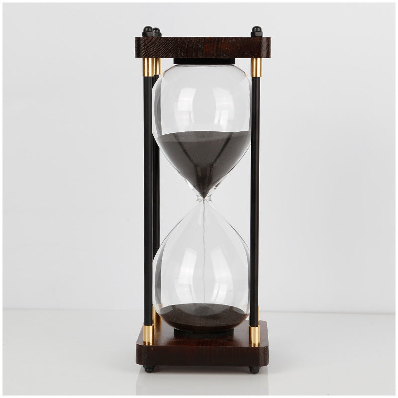 Wood and Glass Hourglass With Gold Accents VIP