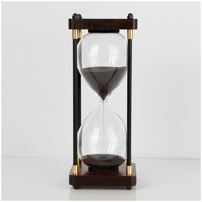 Wood and Glass Hourglass With Gold Accents VIP