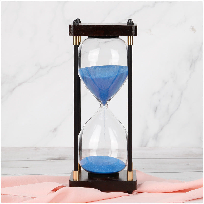 Wood and Glass Hourglass With Gold Accents VIP