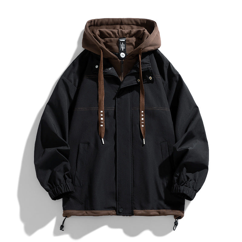 Noah Oversized Layered Hooded Jacket | Drawstring Pockets Jacket