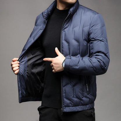 Jack Quilted Stand Collar Puffer Jacket | Zip Up Hip-Length Puffer Jacket