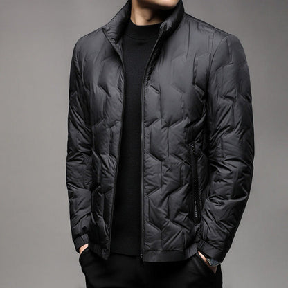 Jack Quilted Stand Collar Puffer Jacket | Zip Up Hip-Length Puffer Jacket