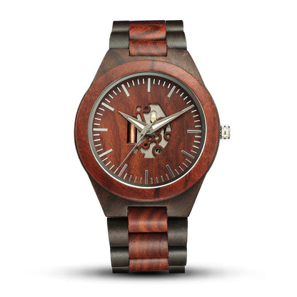 Theodore Wooden Analog Watch | Link Bracelet Round Face Analog Watch