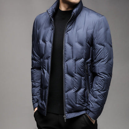 Jack Quilted Stand Collar Puffer Jacket | Zip Up Hip-Length Puffer Jacket