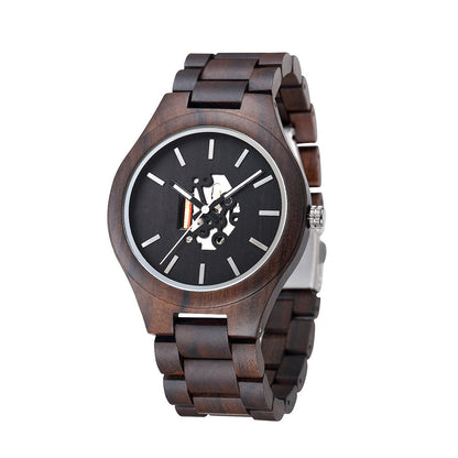 Theodore Wooden Analog Watch | Link Bracelet Round Face Analog Watch
