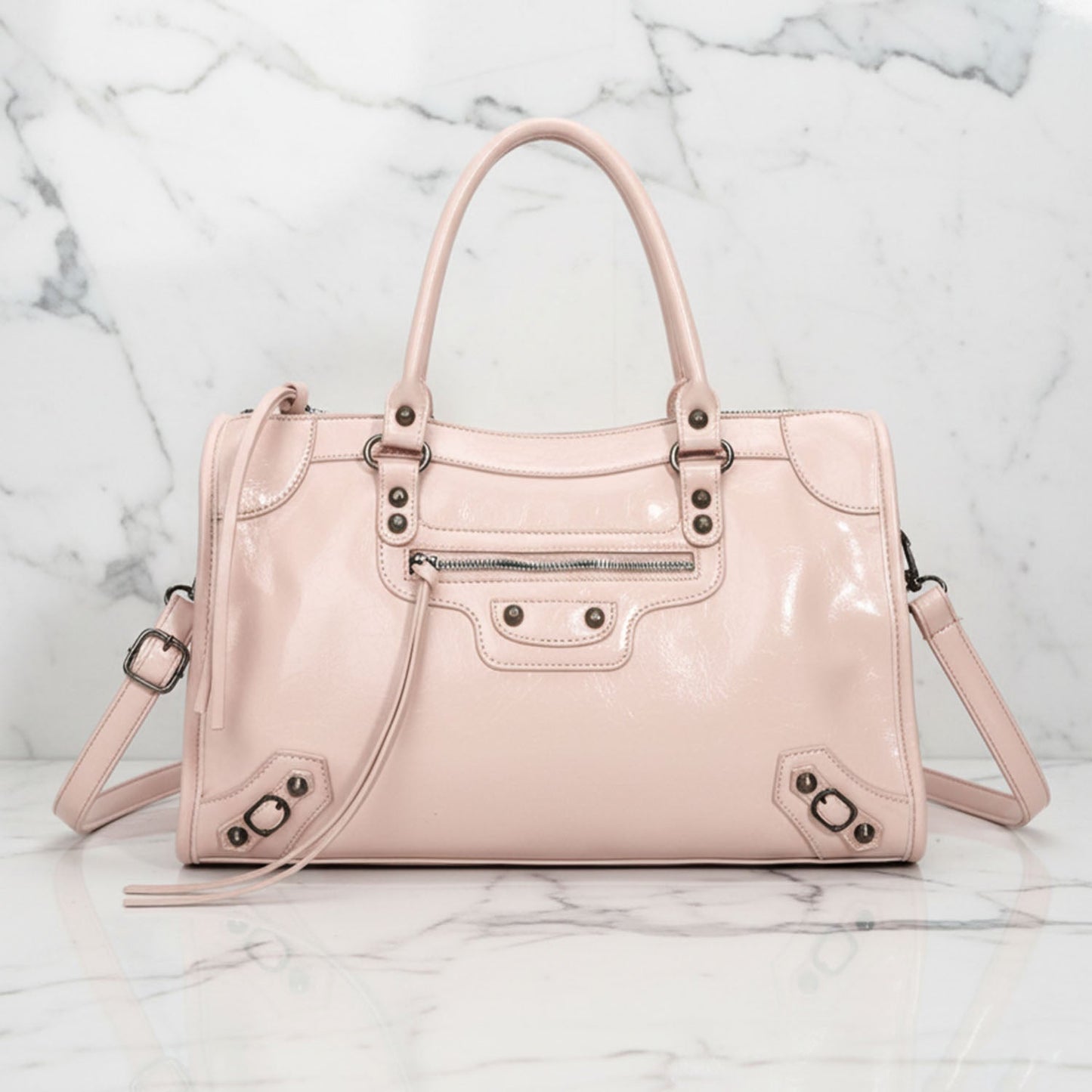 Riley Urban Shoulder Bag | Zip-Detail Moto City Bag