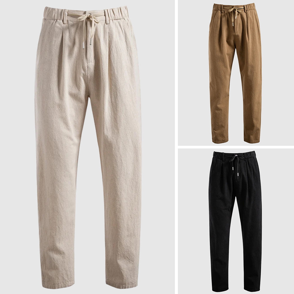 Oscar Relaxed Fit Trousers | Pleated Drawstring Waist Trousers
