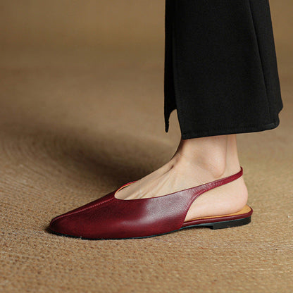 Viola Pointed Toe Slingback Flats | Solid V-Cut Vamp Flats