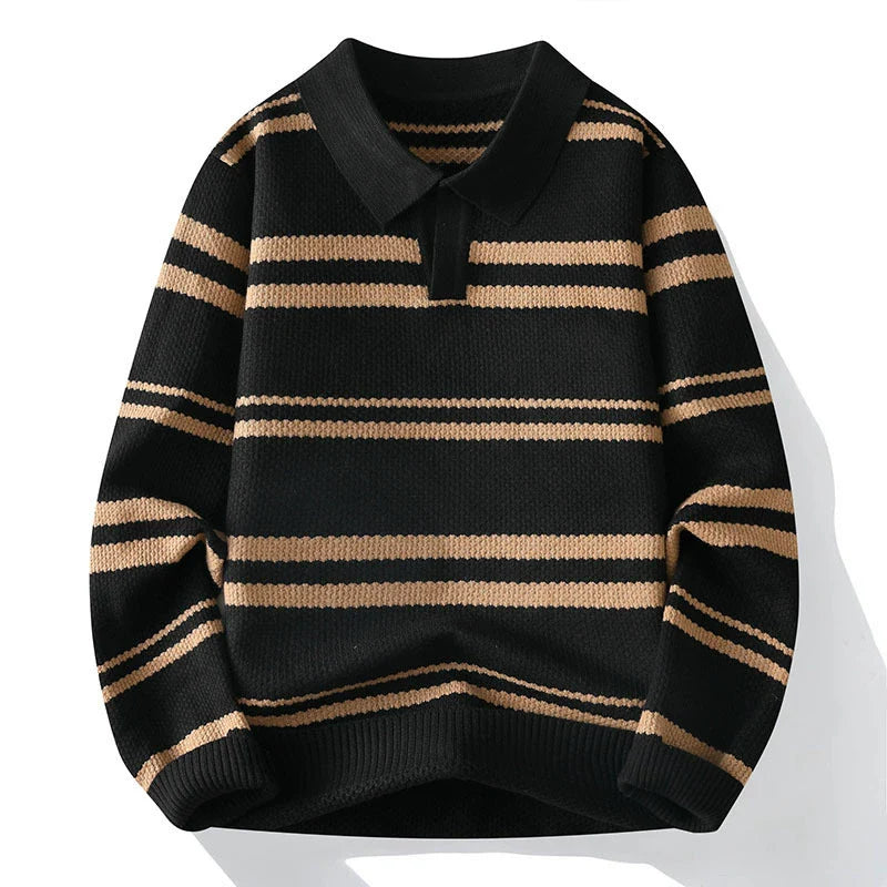 Wilson Striped Pullover | Turn-Down Collar Casual Knit Sweater VIP