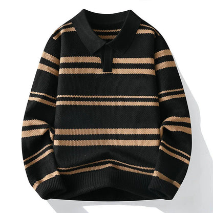 Wilson Striped Pullover | Turn-Down Collar Casual Knit Sweater VIP