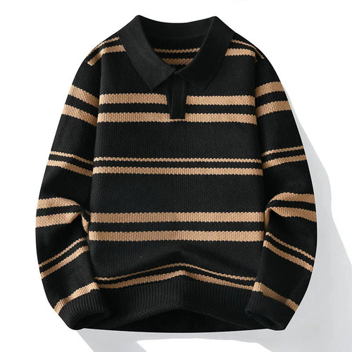 Wilson Striped Pullover | Turn-Down Collar Casual Knit Sweater VIP