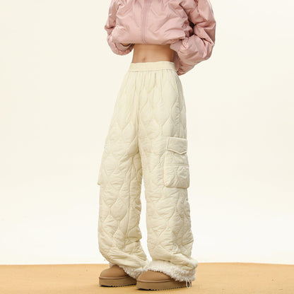 Oscar Quilted Wide-Leg Quilted Pants | Non-Fur Lined Solid Pants