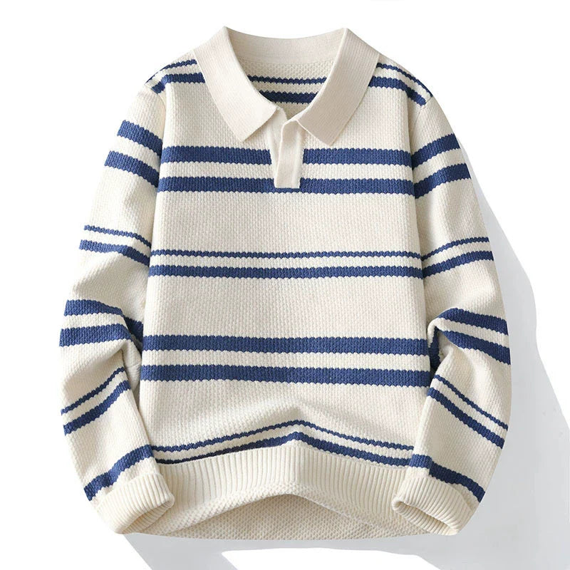 Wilson Striped Pullover | Turn-Down Collar Casual Knit Sweater VIP
