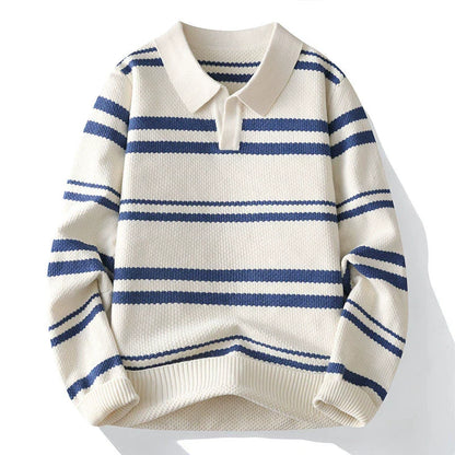 Wilson Striped Pullover | Turn-Down Collar Casual Knit Sweater VIP